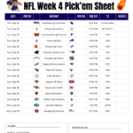 NFL Week 4 Pick’em Sheet 2025