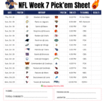 NFL Week 7 Pick’em Sheet 2025