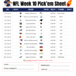 NFL Week 10 game predictions sheet