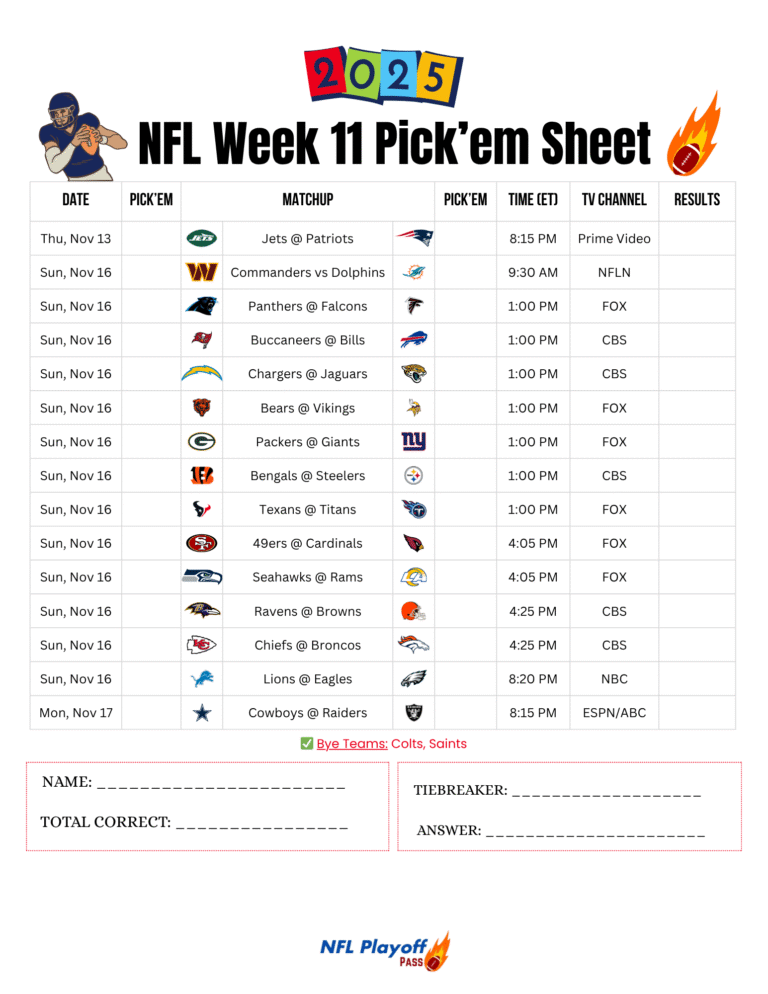 Printable NFL Week 11 Pick em Sheet 2025 Free PDF Download printable-nfl-week-11-pick-em-sheet-2025-free-pdf-download