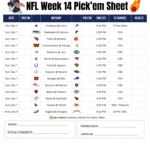 NFL Week 14 Pick'em Sheet