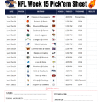 NFL Week 15 Pick’em Sheet 2025
