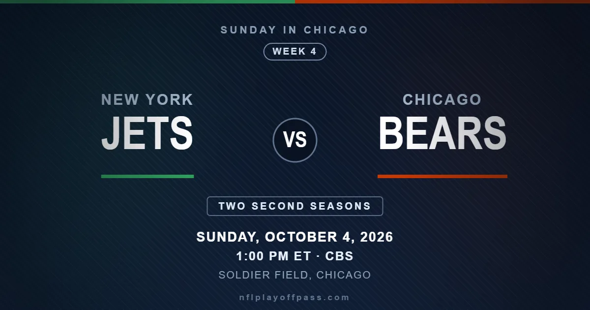 Jets vs Bears Week 4 2026, kickoff 1:00 PM ET on Sunday October 4 at Soldier Field in Chicago on CBS