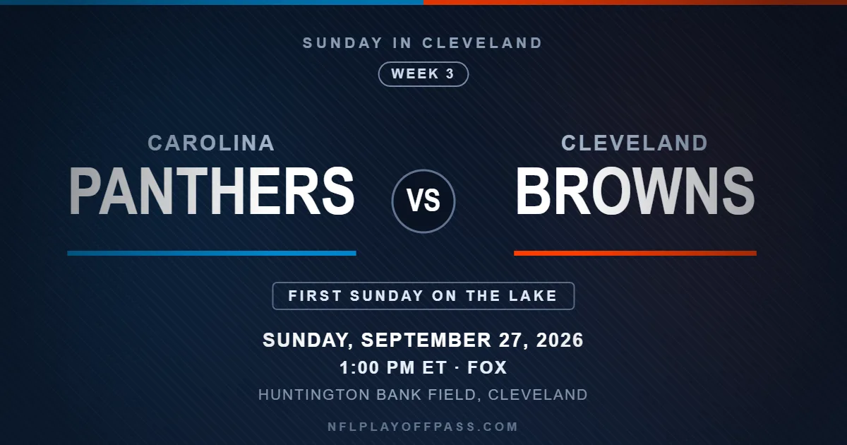 Panthers vs Browns Week 3 2026, kickoff 1:00 PM ET on Sunday September 27 at Huntington Bank Field in Cleveland on FOX